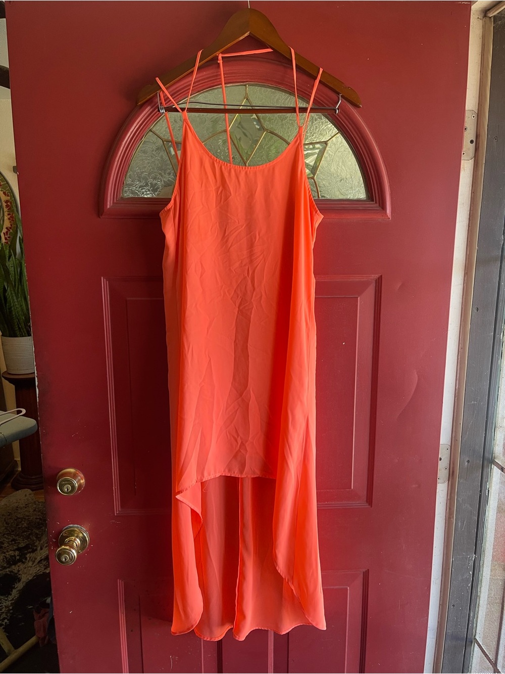 BLVD Coral High-Low Slip Dress